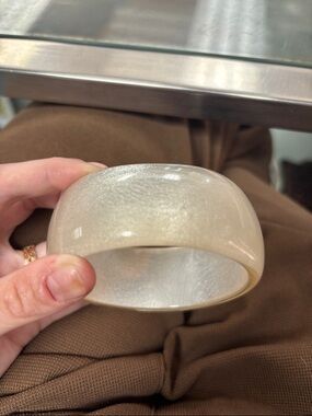 Chunky Shimmery Cream Resin Bangle